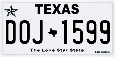 TX license plate DOJ1599