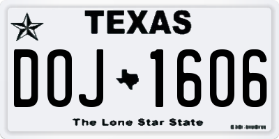 TX license plate DOJ1606