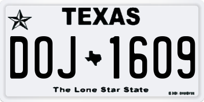 TX license plate DOJ1609