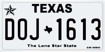 TX license plate DOJ1613