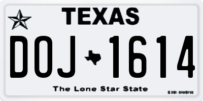 TX license plate DOJ1614