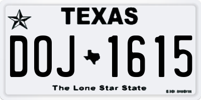 TX license plate DOJ1615