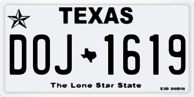 TX license plate DOJ1619
