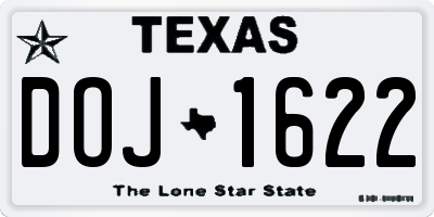 TX license plate DOJ1622