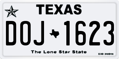 TX license plate DOJ1623