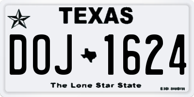 TX license plate DOJ1624