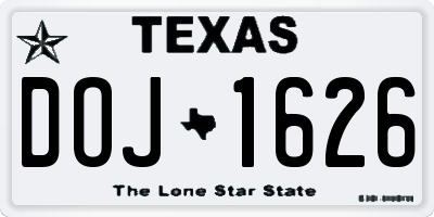 TX license plate DOJ1626