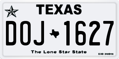TX license plate DOJ1627