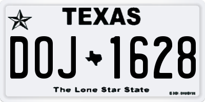 TX license plate DOJ1628