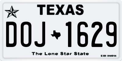 TX license plate DOJ1629