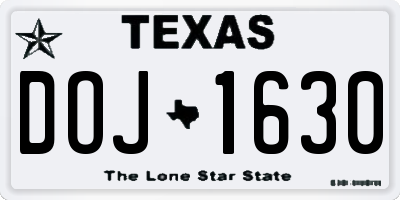 TX license plate DOJ1630