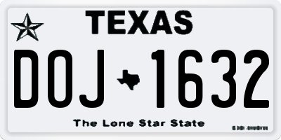 TX license plate DOJ1632