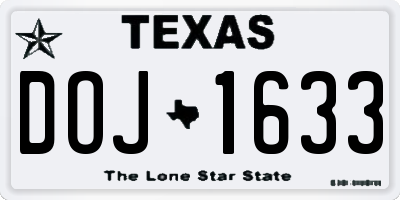 TX license plate DOJ1633