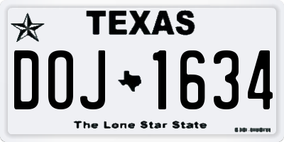 TX license plate DOJ1634