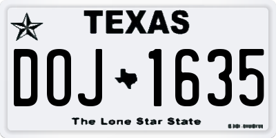 TX license plate DOJ1635
