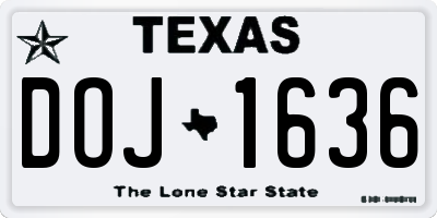 TX license plate DOJ1636