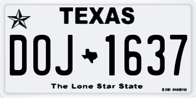 TX license plate DOJ1637