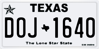TX license plate DOJ1640