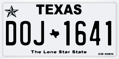 TX license plate DOJ1641