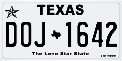 TX license plate DOJ1642