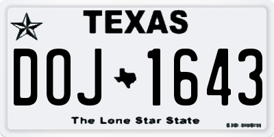 TX license plate DOJ1643