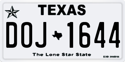 TX license plate DOJ1644
