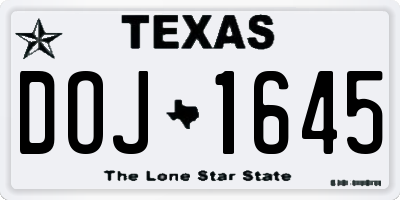 TX license plate DOJ1645