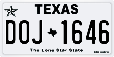 TX license plate DOJ1646