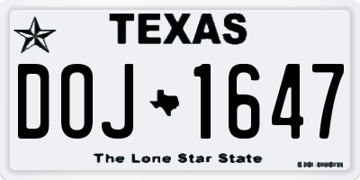 TX license plate DOJ1647