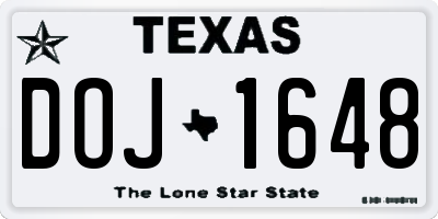 TX license plate DOJ1648