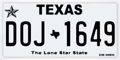 TX license plate DOJ1649
