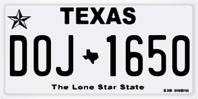 TX license plate DOJ1650