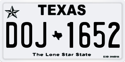 TX license plate DOJ1652
