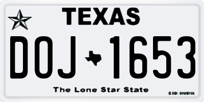 TX license plate DOJ1653