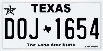 TX license plate DOJ1654