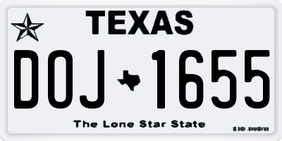 TX license plate DOJ1655