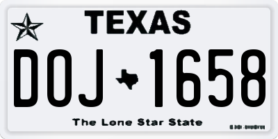 TX license plate DOJ1658