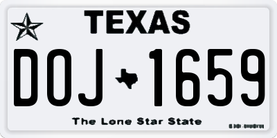 TX license plate DOJ1659