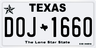 TX license plate DOJ1660