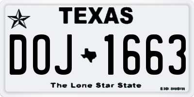 TX license plate DOJ1663