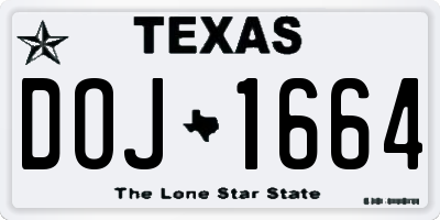 TX license plate DOJ1664