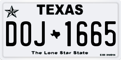 TX license plate DOJ1665