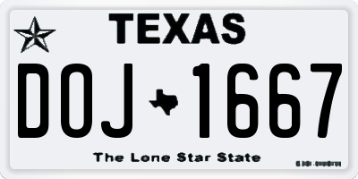 TX license plate DOJ1667