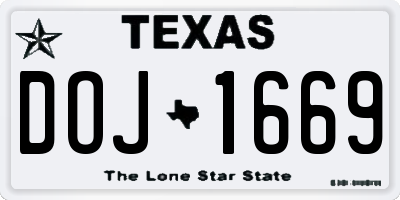 TX license plate DOJ1669
