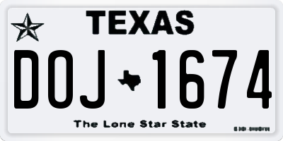 TX license plate DOJ1674