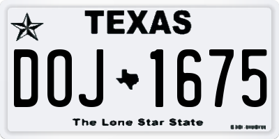 TX license plate DOJ1675