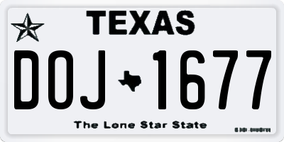TX license plate DOJ1677