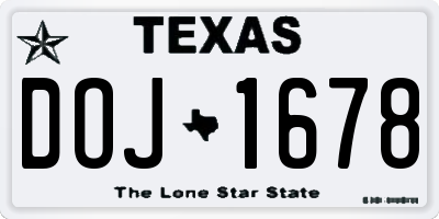 TX license plate DOJ1678