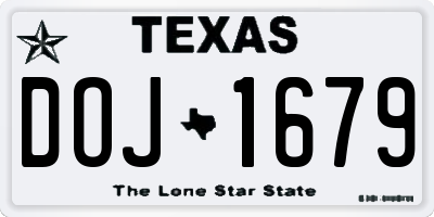 TX license plate DOJ1679