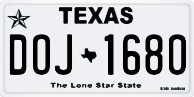 TX license plate DOJ1680